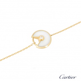 Cartier 18k Yellow Gold Diamond Mother Of Pearl Amulette Bracelet B6044017